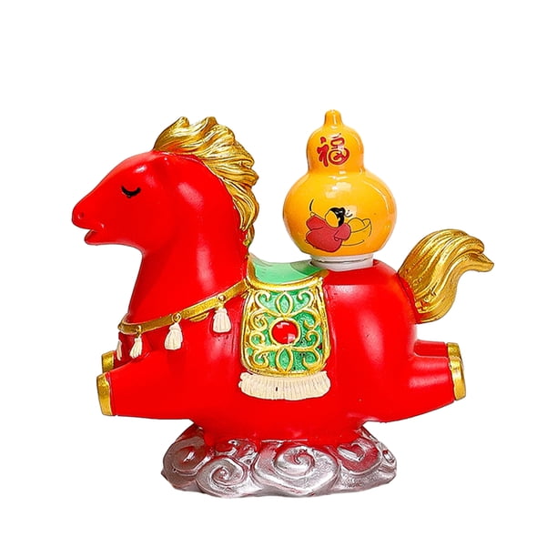 Figura de caballo de dibujos animados de estilo chino, estatua del año del caballo que trae riqueza, fortuna, caballo de la suerte, adorno decorativo de Feng Shui.