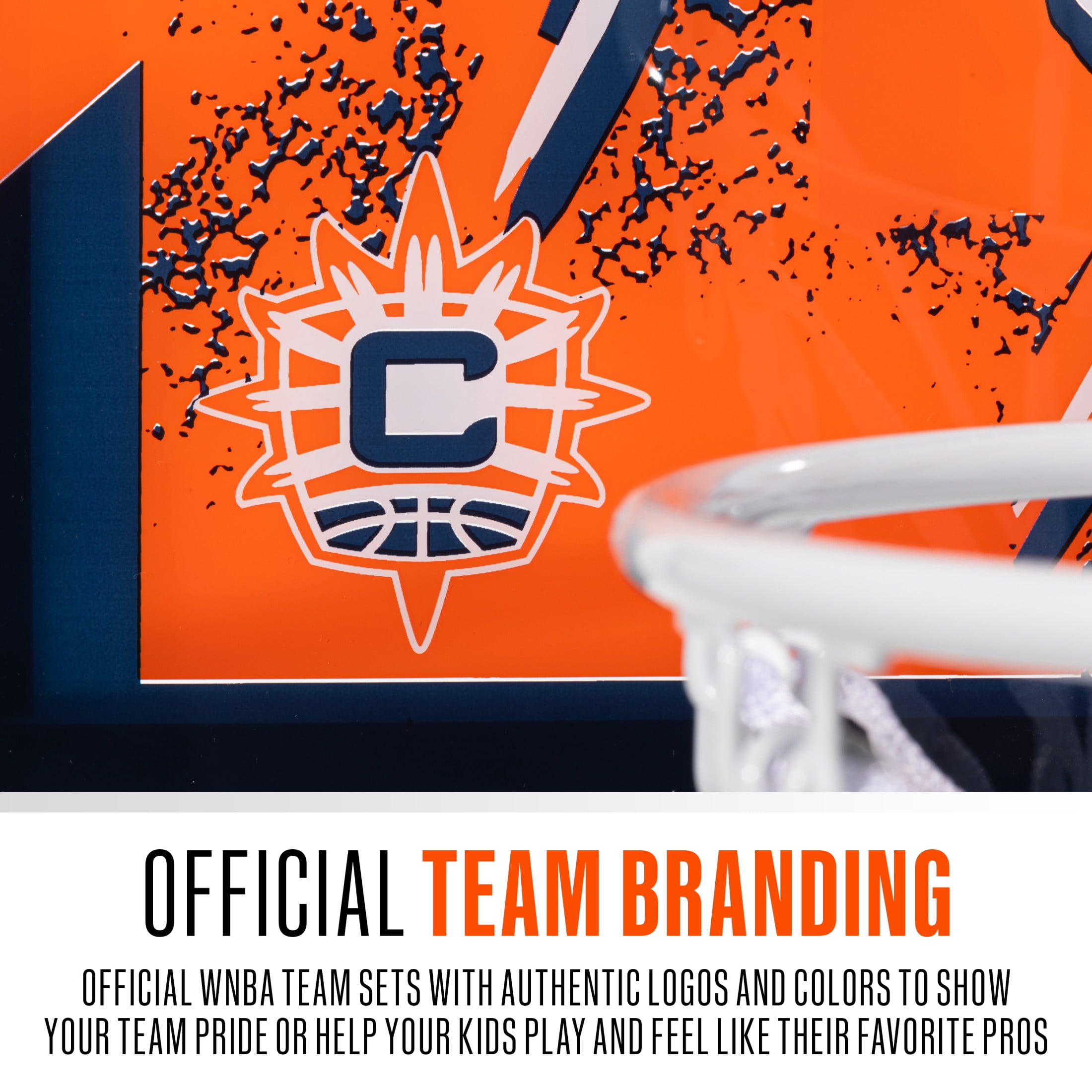 Franklin Sports WNBA Connecticut Sun Over the Door Basketball Hoop - Kids Indoor Basketball Hoop with Mini Ball - WNBA Fan Shop Mini Hoop for Bedroom + Office