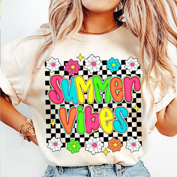 Summer Vibes T-shirt , Neon Summer T-shirt , Trendy Summer T-shirt , Summertime Png, Sublimation Design, Retro Floral Summer T-shirt , Beach T-shirt , Aesthetic