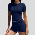 thumbnail image 2 of Shorts Sets Women 2 Piece Outfits for Women Matching Sets Casual Pleated Short Sleeve Top and High Waisted Wide Leg Pants Tracksuit Summer Outfits, 2 of 6