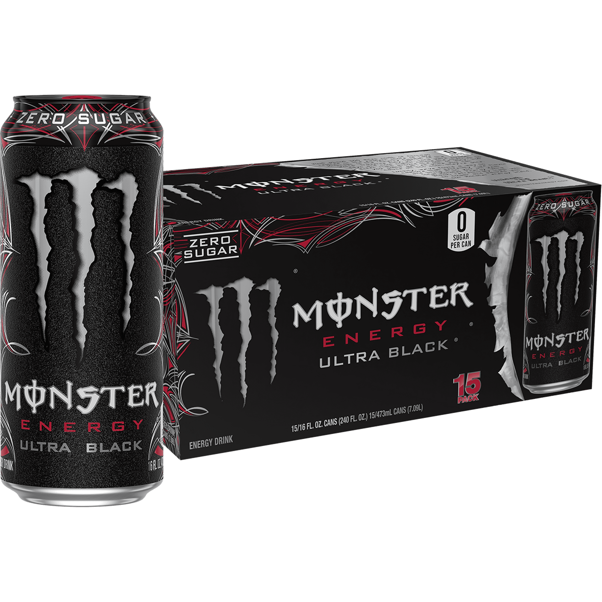 Monster Energy Ultra Black 15 Pack - 16 Fl Oz