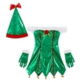 thumbnail image 5 of Women Christmas Santa Helper Elf Costume Sequined Mini Bodycon Dress with Hat Gloves Cosplay Outfit, 5 of 7