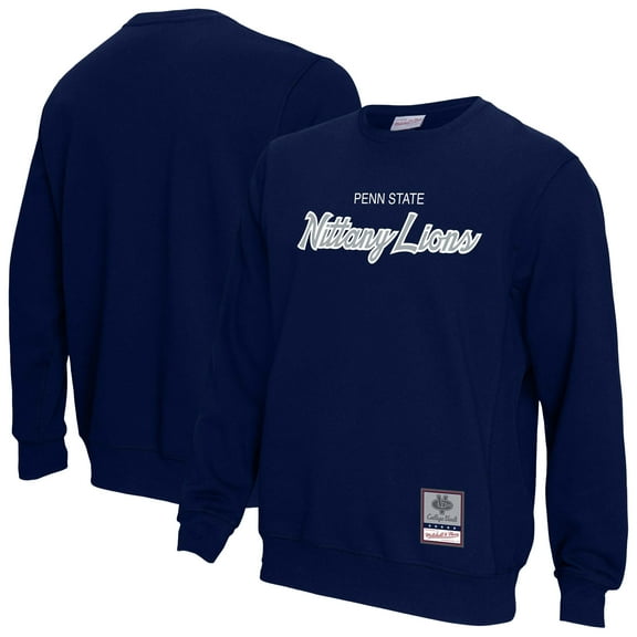 Men's Mitchell & Ness  Navy Penn State Nittany Lions Elite Script Pullover Sweatshirt