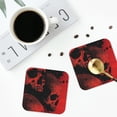 thumbnail image 5 of Fuzoiu Red And Black Abstract Skull Print Leather Coasters Set,Drink Coasters Set of 6,for Tabletop Protection, Durable PVC Coasters,Home Décor and Housewarming Gift,Square, 5 of 7