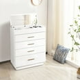thumbnail image 5 of Oumilen 5 Drawer Wood Lift Top Dresser with Inside Mirror, White, 5 of 8