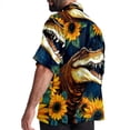thumbnail image 3 of Crocodile Starry Sky Sunflower Men's Short Sleeve Beach Shirts, Casual Printed Button Down, Summer Unisex Spread Collar Tops, 3 of 6