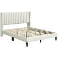 thumbnail image 2 of Yaheetech Upholstered Platform Bed Frame with Channel Tufted Headboard, Queen, Ivory, 2 of 6