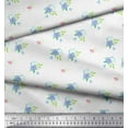 thumbnail image 2 of Soimoi White Heavy Canvas Fabric Leaves & Periwinkle Floral Print Fabric by the Yard 58 Inch Wide, 2 of 3