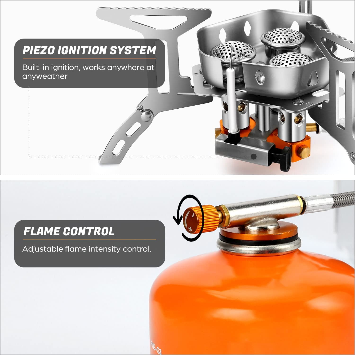 5800W Outdoor Three Head Stove Camping Windproof Stove Portable Camping Picnic Burner Hiking Foldable Ultralight Split Gas Stove