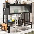thumbnail image 2 of Over The Sink Dish Drying Rack, 3-Tier Carbon Steel Kitchen Storage Cabinet with Cover, Heavy-Duty Large Capacity Dish Drain Shelf for Kitchen Sink Organization, 2 of 8