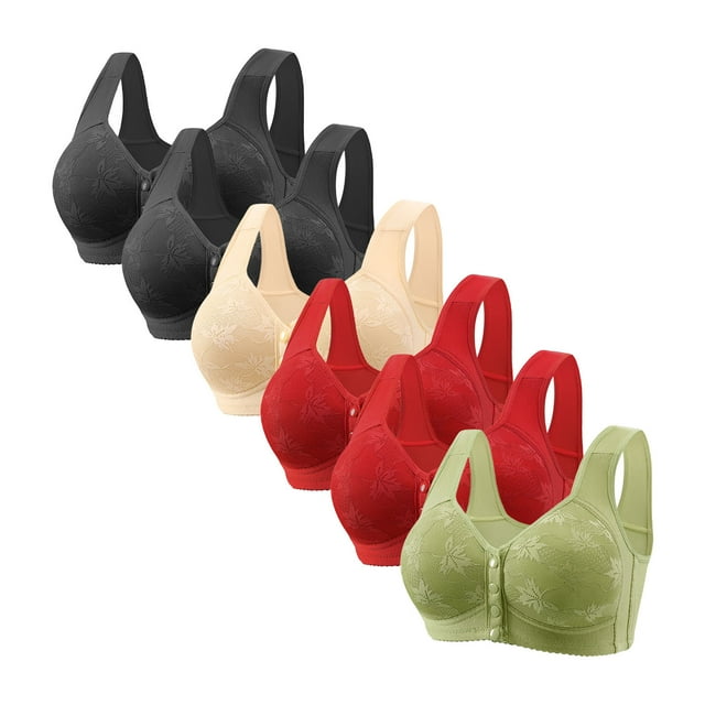 biudgviw Front Closure Bras for Women 6 Pc Plus Size Wireless Support Full Coverage Lace Bralettes Comfort Everyday Bras