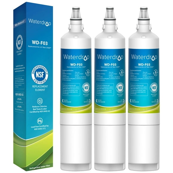 Waterdrop 5231JA2006A Replacement for LG LT600P, KENMORE 9990, 5231JA2006B, KENMORECLEAR 46-9990, WFC2001, RWF1000A Refrigerator Water Filter, 3 Filters (Package May Vary)
