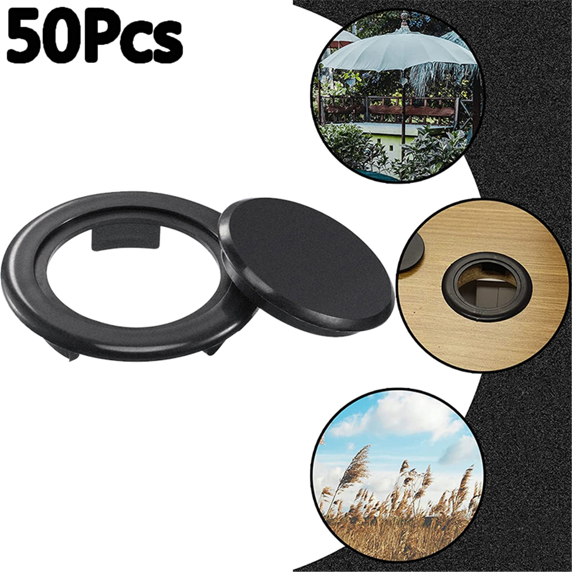 Elbourn 50Pcs 2 Inch Patio Table Umbrella Hole Ring and Cap Set