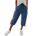 thumbnail image 3 of Womens Capris with Pockets Loose Fit Casual Capri Pants Dressy Lightweight Ladies Baggy Cargo Pants for Hiking by Yigetop Navy L, 3 of 6