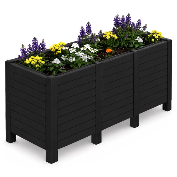 Tierra Verde Raised Garden Trough Planter Box, 17 x 48 Inch, Black for Patio or Deck