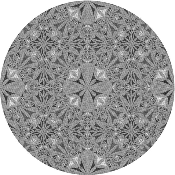Ahgly Company Indoor Round Patterned Ash Gray Area Rugs, 4' Round