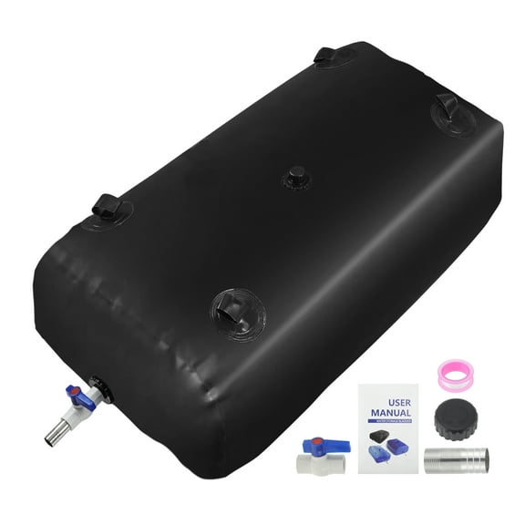 400L/105.7Gal Water Bladder Storage Container Large Capacity Foldable Portable Water Tank Emergency Water Bladder Soft Water Bag RV Camping Garden Watering Irrigation 1000D Black
