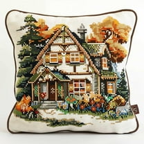 Latch Hook Kit, Flowers And Cottage Animal Latch Hook Pillow Kits For Adults Crochet Yarn Cushion Pre-Printed Needlework Handcraft 17X17 Inch