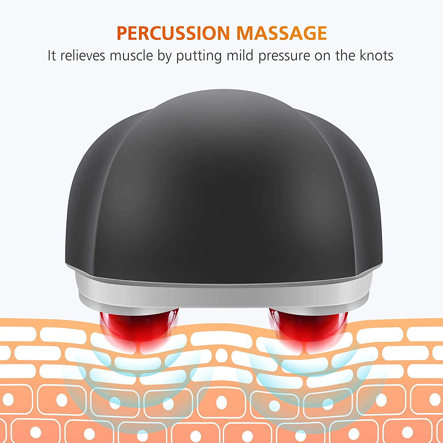Cordless Handheld Back Massager with Heat, Deep Tissue Percussion for Neck Shoulder