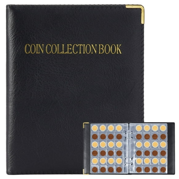 Coin Collection Book, 480Pockets Coin Collection Holder Album, 1.1x 1.1in Coin Collecting Sleeves Organizer, Coin Collections Supplies for Cents, Quarter Dollars, Dollars, Pennies, Badges