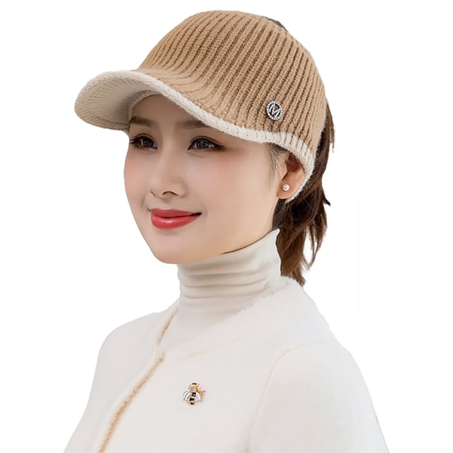 Casquette de Baseball d'Hiver Tricotée Mode Extensible Chapeau à Visière Chapeau de Sport
