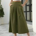 thumbnail image 2 of Edvintorg 2025 Summer High Waist Pants for Women Solid Color Loose Wide Leg Pants with Pockets Retro Harajuku Trousers Female Beach Work Wear, 2 of 4