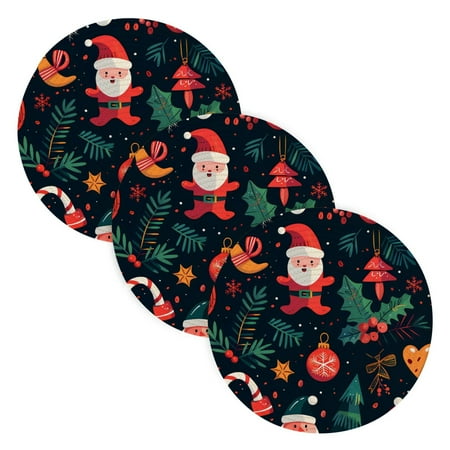 

3 Placemat Pan Bowl Mat Teacup Mat 15x15x24 Inch Tray Mat Kitchen Pot Mat Hot Pot Mat Teapot Mat Table Protective Mat Cartoon Santa Claus