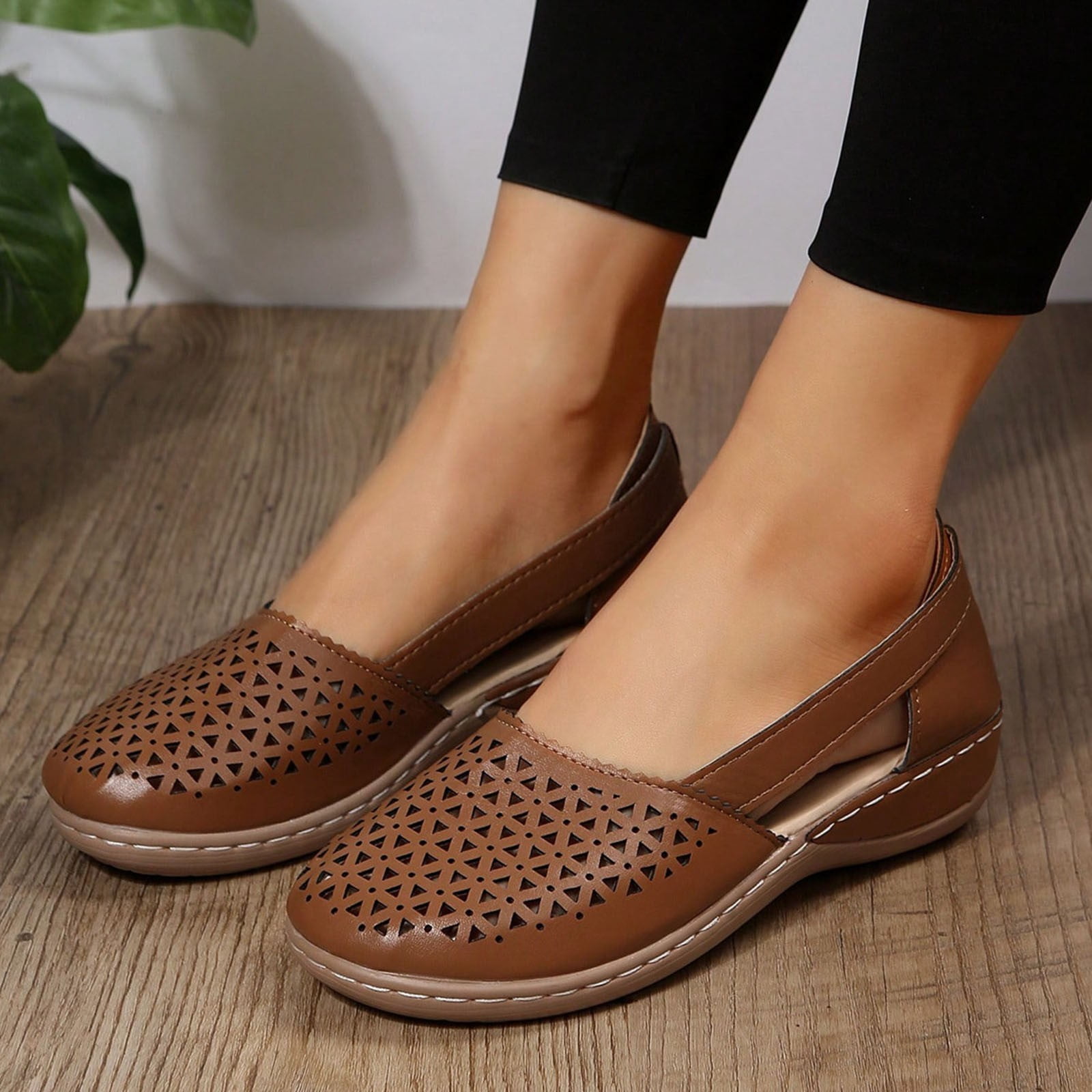 Mepaouo Women's Ballet Flats Business Office Work Casual Dress Shoes Comfortable Wedge Slip on Loafers