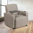 thumbnail image 2 of Flash Furniture George Gray LeatherSoft Guest Chair with Tablet Arm, Front Wheel Casters and Cup Holder, 2 of 12