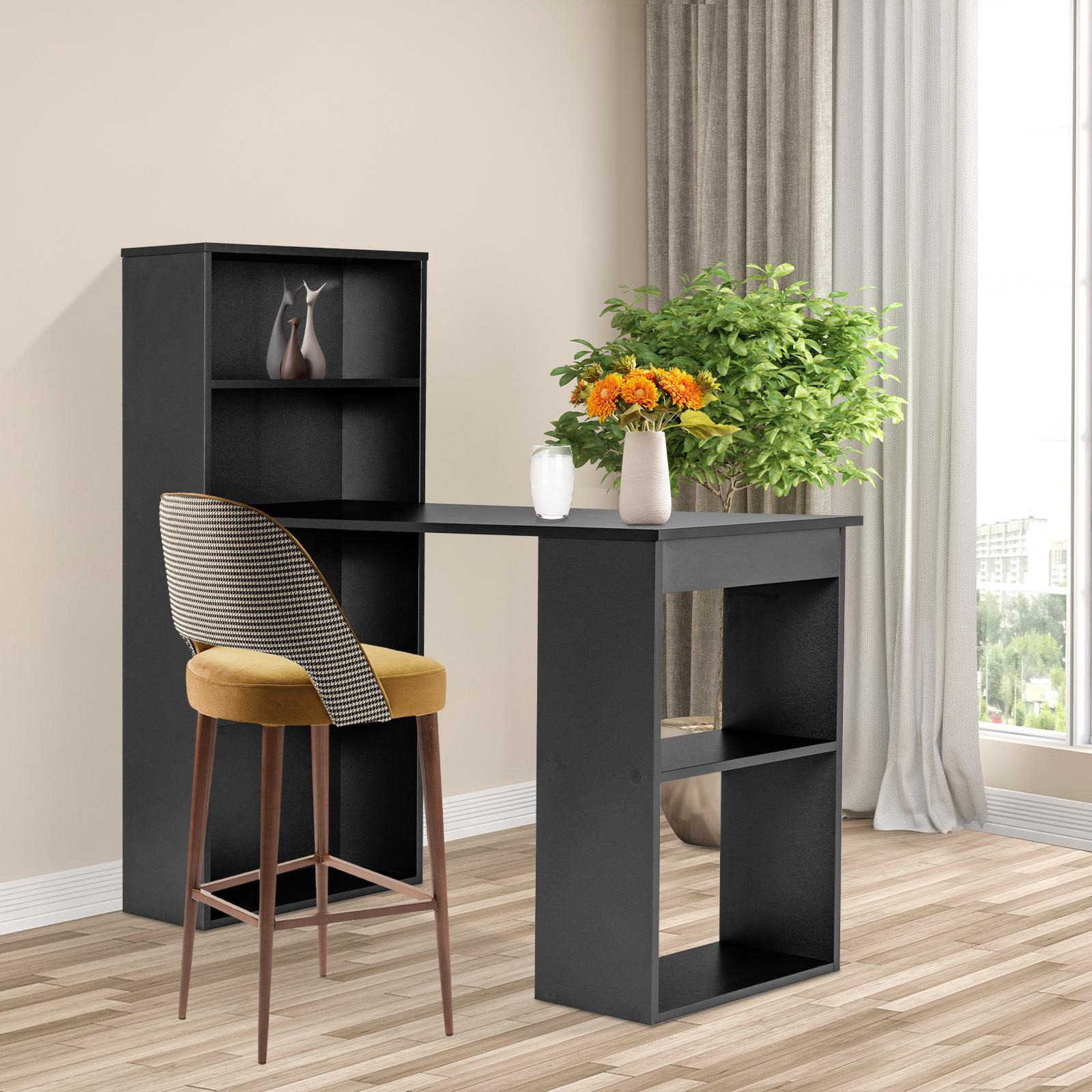 Giantex Computer Desk w/Bookcase, 48” Modern Compact Writing Desk, Reversible Study Workstation for Home, Office & Dorm, Easy Assembly, Black