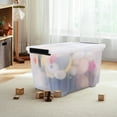 thumbnail image 6 of Lasbily 4 Packs 30 L Stackable Plastic Storage Bins with Lids and Wheels, Latching Clear Storage Container Box, 6 of 10