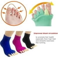 thumbnail image 4 of Toe Separator Socks, 3 Pairs Foot Alignment Socks Yoga Gym Massage Toeless Socks Pain Relief Improves Circulation Stretchy For Women, 4 of 5