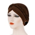 thumbnail image 2 of Turban Caps for Women Braid Hair Cover Wrap Hat African Beanie Twist Headscarf Chemo Cancer Cap Pre-Tied Twisted Braid Headwraps for Women, 2 of 2