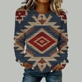 thumbnail image 3 of Craaazy Women's Casual Western Prints Oversized Crew Neck Long Sleeve Tops Gifts, 3 of 4