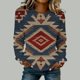 thumbnail image 1 of TaTaai Ladies Fashion Retro Western Print Round Neck Regular Shoulder Long Sleeve Sweatshirt Casual Loose Soft Top for Daily Streetwear Office Spring Winter Gift, 1 of 4
