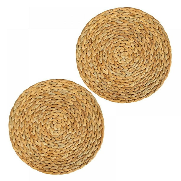 Table Mats Cattail Straw Round Woven, Round Straw Table Mats
