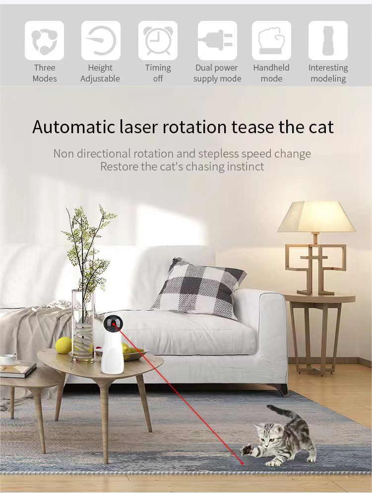 Bear Automatic Laser Cat Toy with Automatic Laser, White Bear Shape