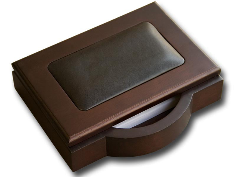 4-Inch by 6-Inch Dacasso Walnut and Leather Memo Pad Holder 