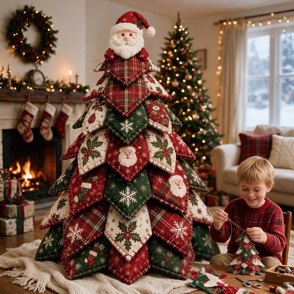 Quilted Christmas Tree Kit, Christmas DIY Quilted Fabric Tree Kit, 2026 New 3D Fabric Patchwork Craft Set for Handmade Tabletop Holiday Decor Ideal