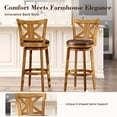 thumbnail image 2 of MF Studio 30" Bar Stool with Back Set of 6, Wood Swivel Bar Height Stool with K-Shaped Back & Extra Large Seat for Kitchen, Pub, Teak Color, 2 of 10