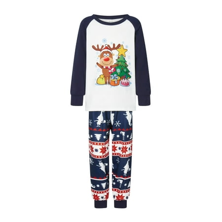 

Meihuida Family Matching Christmas Pajamas Baby Romper/Deer Christmas Tree Gift Box Snowflake Print Long Sleeve Tops Pants Sleepwear Set