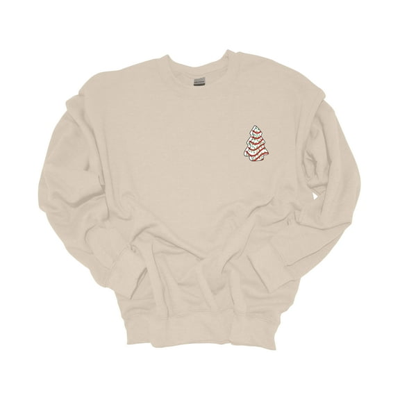 Womens Christmas Sweatshirt Christmas Tree Cake Crest Crewneck Sweatshirt-Sand-large