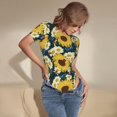 thumbnail image 3 of Balery Sunflowers Body de cuello redondo de manga corta para mujer Tops de manga corta Tops básicos-Large, 3 of 7