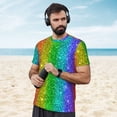 thumbnail image 4 of Wukai Glitter Rainbow Print Men's Short-Sleeved Mesh T-Shirt,Quick-Dry Short Sleeve Workout T-Shirt-X-Large, 4 of 8