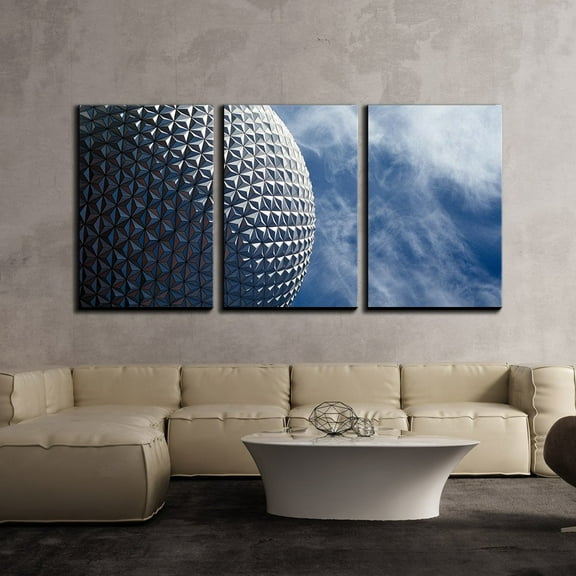 wall26 - 3 Piece Canvas Wall Art - Geometric Architecture Under Blue Sky - Modern Home Art Stretched and Framed Ready to Hang - 16"x24"x3 Panels