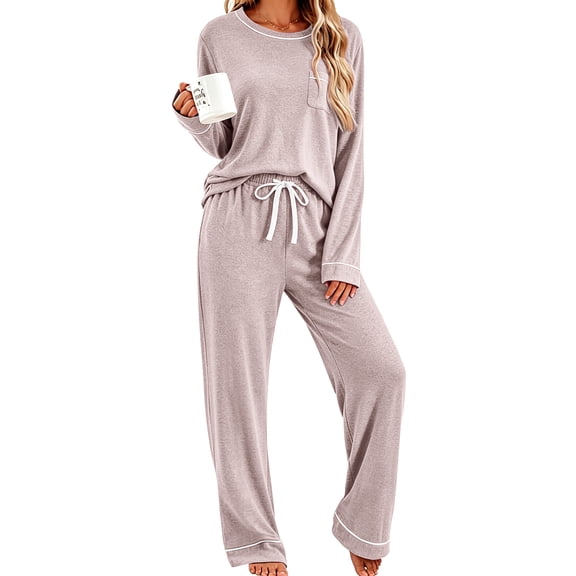 UVN Womens Pajama Sets Long Sleeve Tops and Pants 2 Piece Outfits Fall Casual Sleepwear Nightwear Soft Pjs Lounge Sets