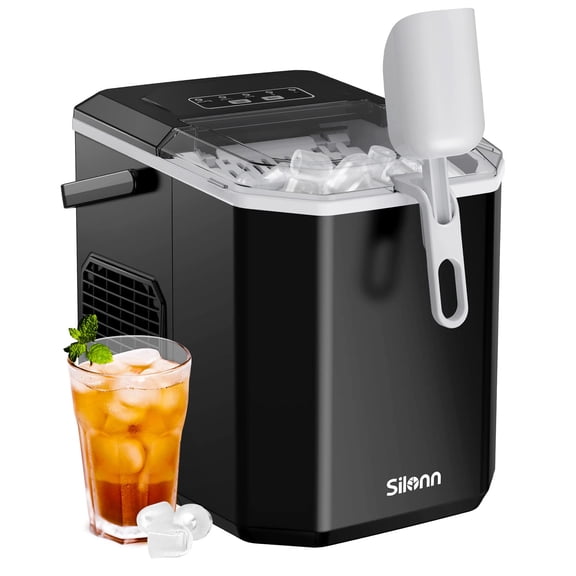 Máquina de hielo Silonn para encimera portátil, 26 kg/día, autolimpiante