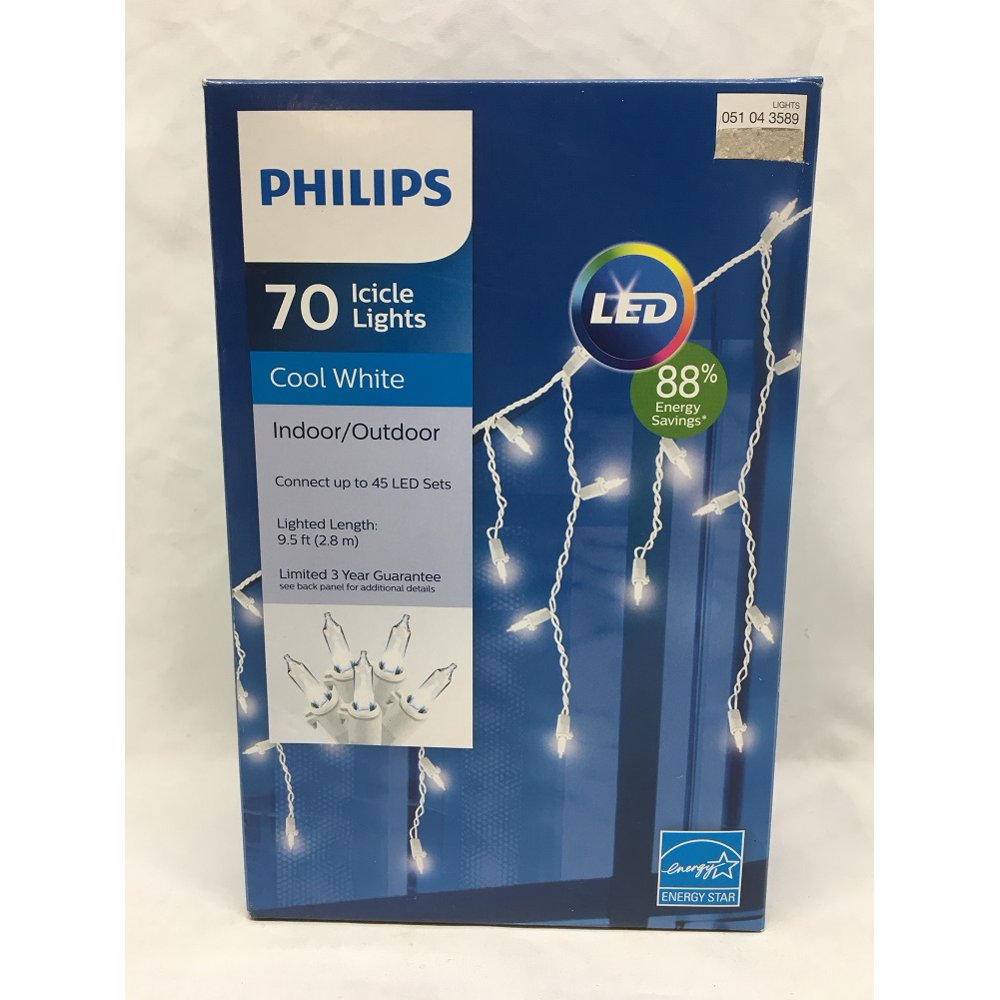 Philips 70 Ct LED Indoor/outdoor Cool White Mini Icicle Lights