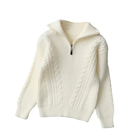 

WXLWZYWL Fall Savings Clearance 2024 Girls Winter Sweater Boys Long Sleeve Turtleneck Half Zip Solid Color Casual Pullover Knit Tops