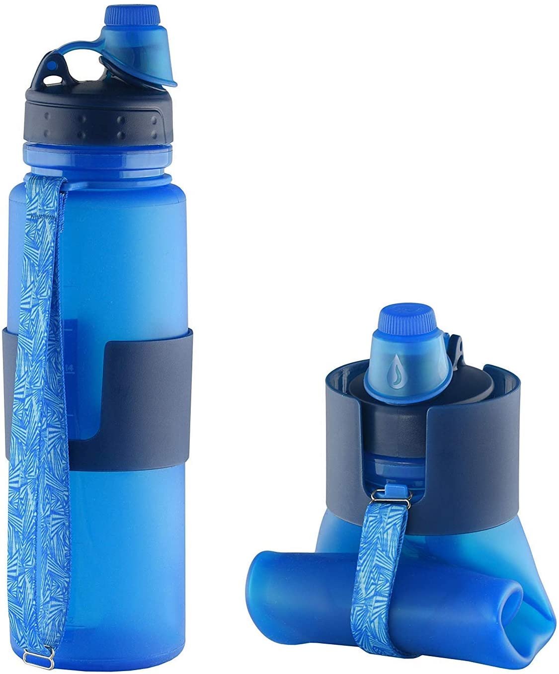 Collapsible Silicone Drinking Bottle Twist Cap Leak Proof 22 oz BPA